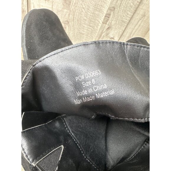 Black Suede Like Boots With Buckle Detail & Side Zipper Closure Womens Size 8 - Picture 7 of 8